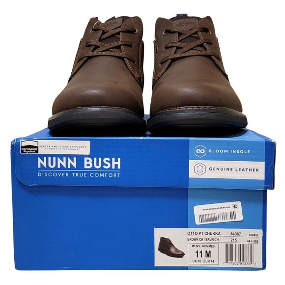 Nunn Bush Men Otto Plain Toe Chukka Boots Size US 11M Brown Leather - Picture 5 of 5